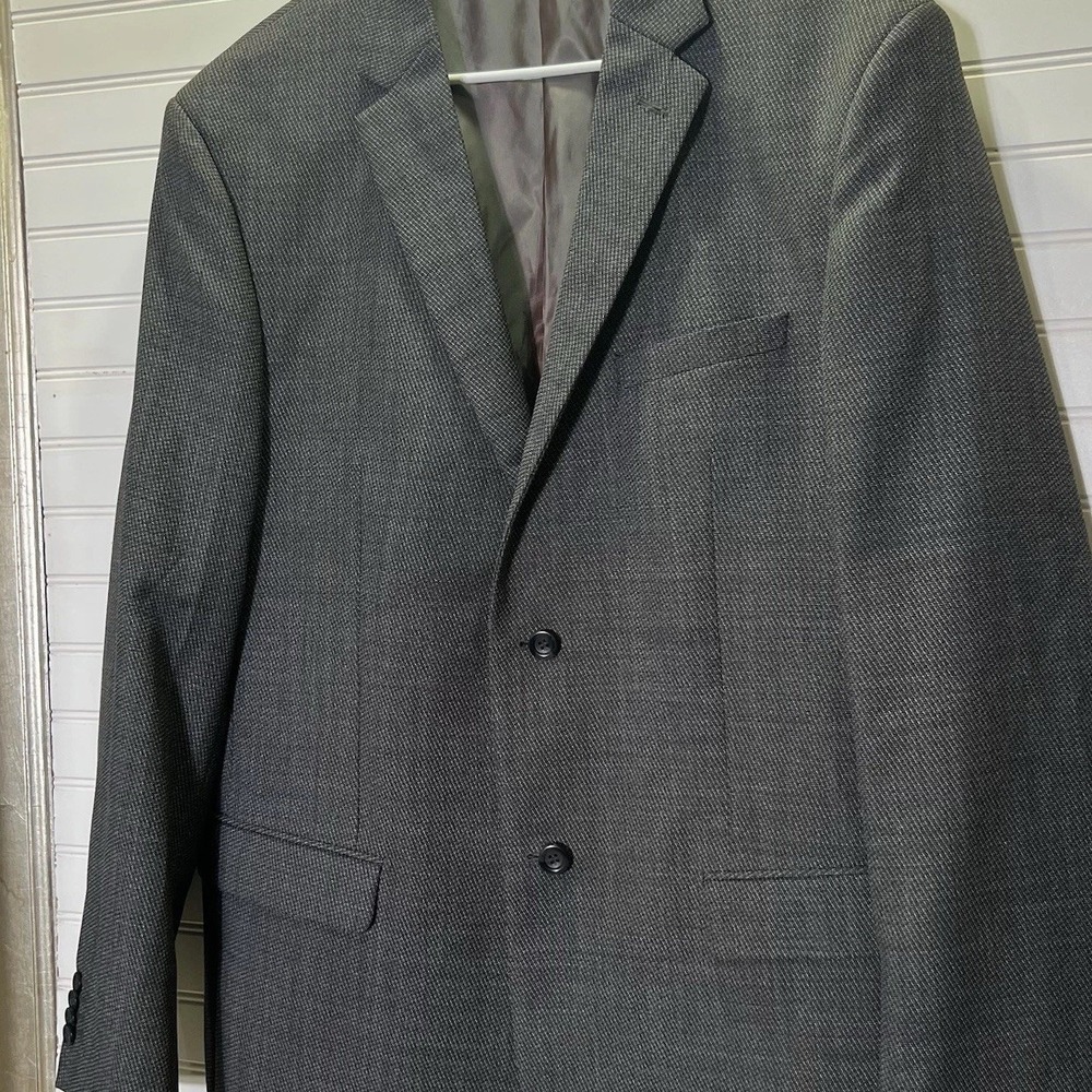 Pronto Moda Men's 46L Suit Jacket 2 Button Closure 100% Lambswool Charcoal - Picture 2 of 12